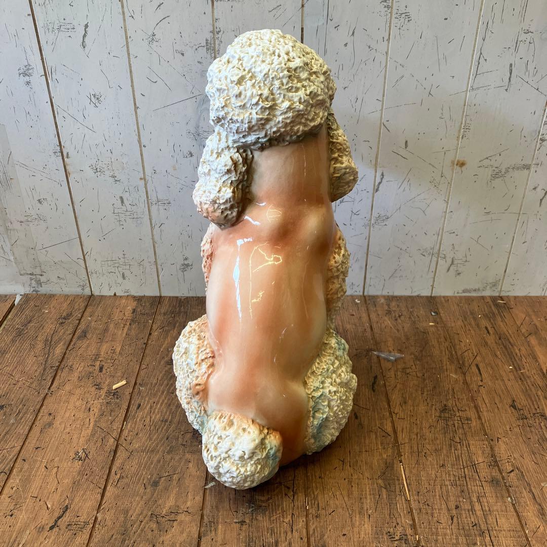 陶器製 プードル 庭 オーナメント 置物 動物 装飾 鑑賞 犬の置物 90年代