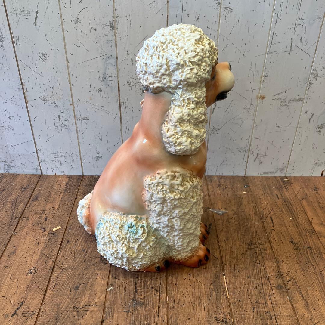 陶器製 プードル 庭 オーナメント 置物 動物 装飾 鑑賞 犬の置物 90年代