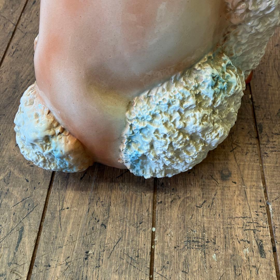 陶器製 プードル 庭 オーナメント 置物 動物 装飾 鑑賞 犬の置物 90年代