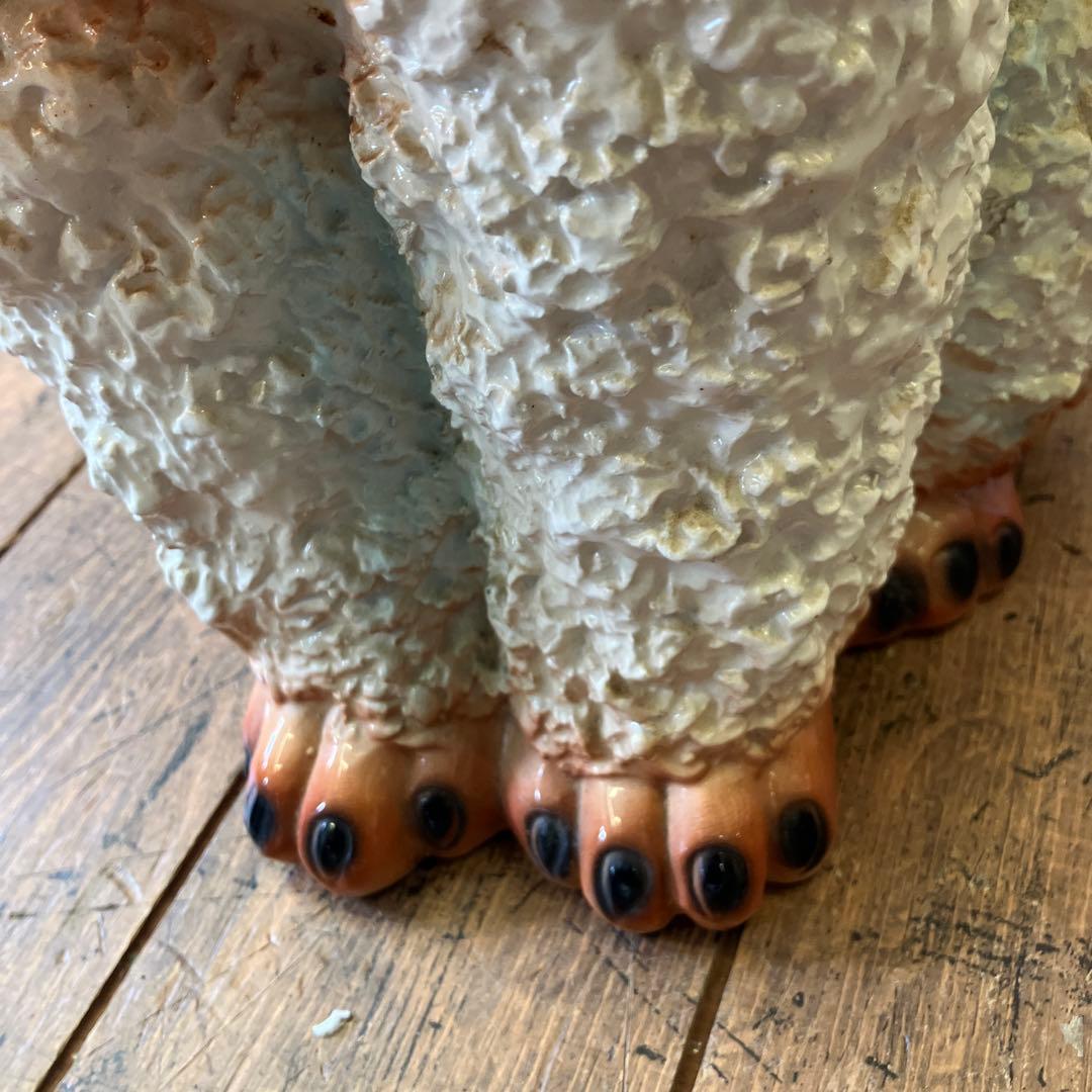 陶器製 プードル 庭 オーナメント 置物 動物 装飾 鑑賞 犬の置物 90年代