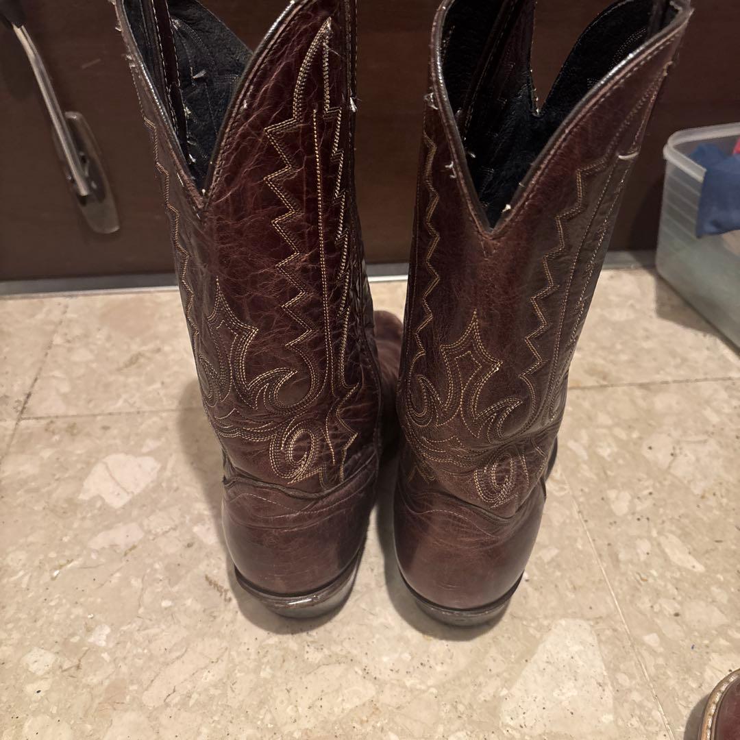 【美品80s】ウエスタンブーツ ダークブラウン レザー