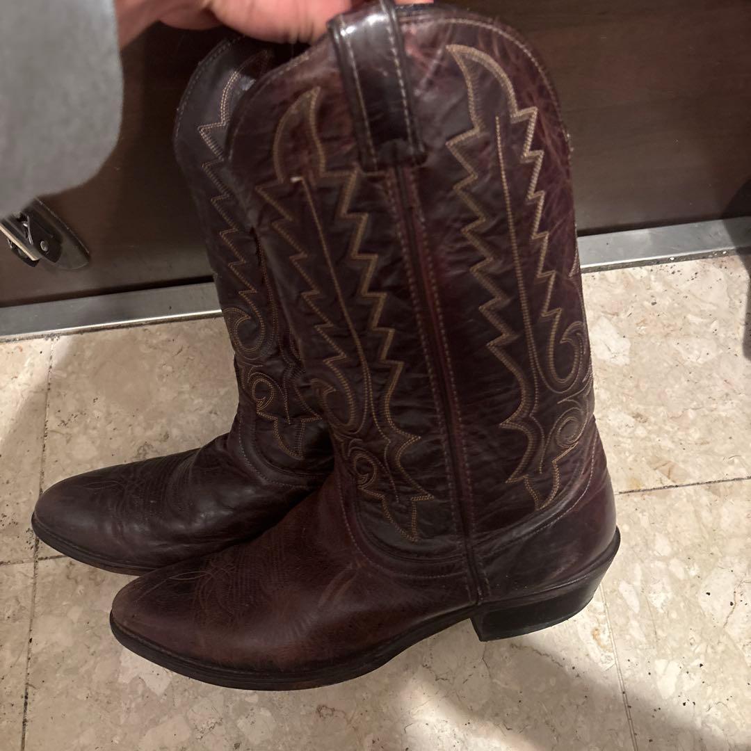 【美品80s】ウエスタンブーツ ダークブラウン レザー