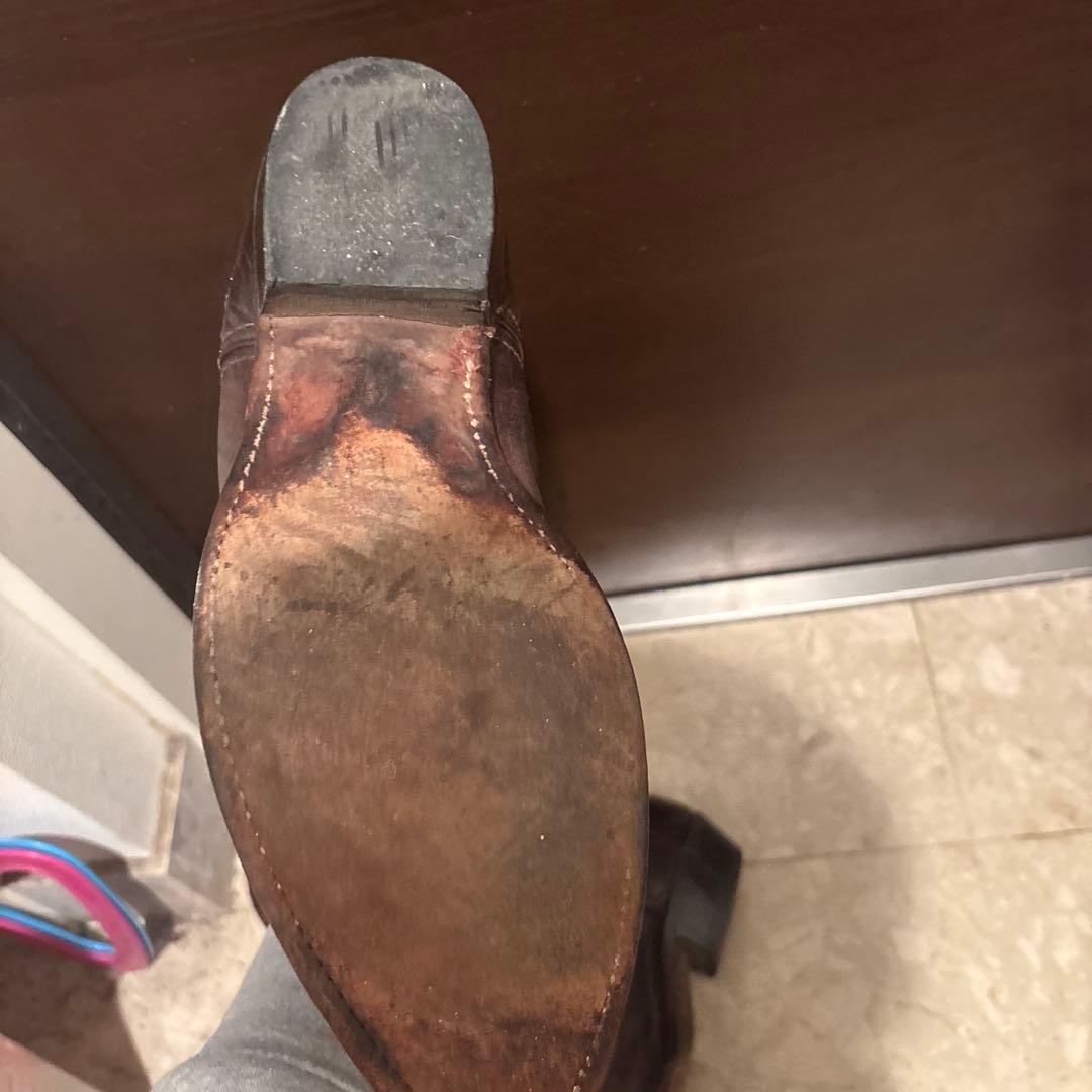 【美品80s】ウエスタンブーツ ダークブラウン レザー