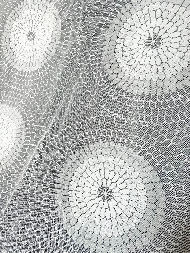 当時物 昭和レトロ 和柄 菊 レースカーテン生地 5m まとめ売り 切売可