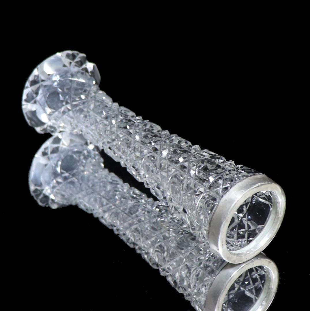 オールド・バカラ 1890年頃 大型銀巻20cm切子花瓶 ディアマン・ピエーリー