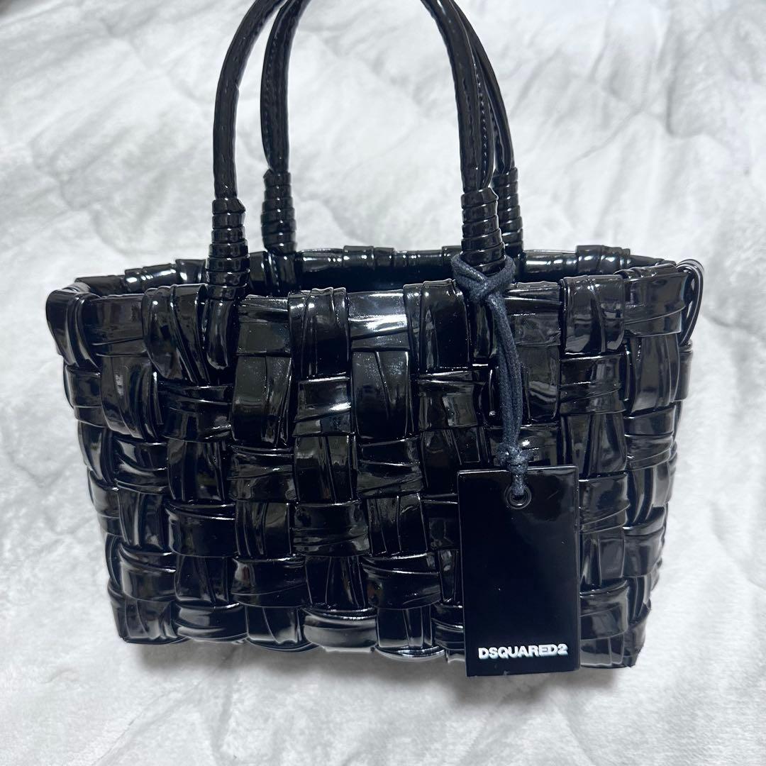 DSQUARED2 ブラック 編み込みトートバッグ