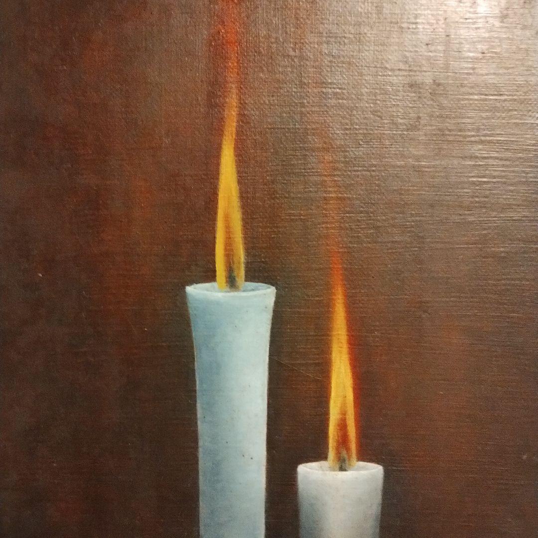 【油彩画】蝋燭の灯火 No.9｜SMキャンバス／幻想的な光と影のアート