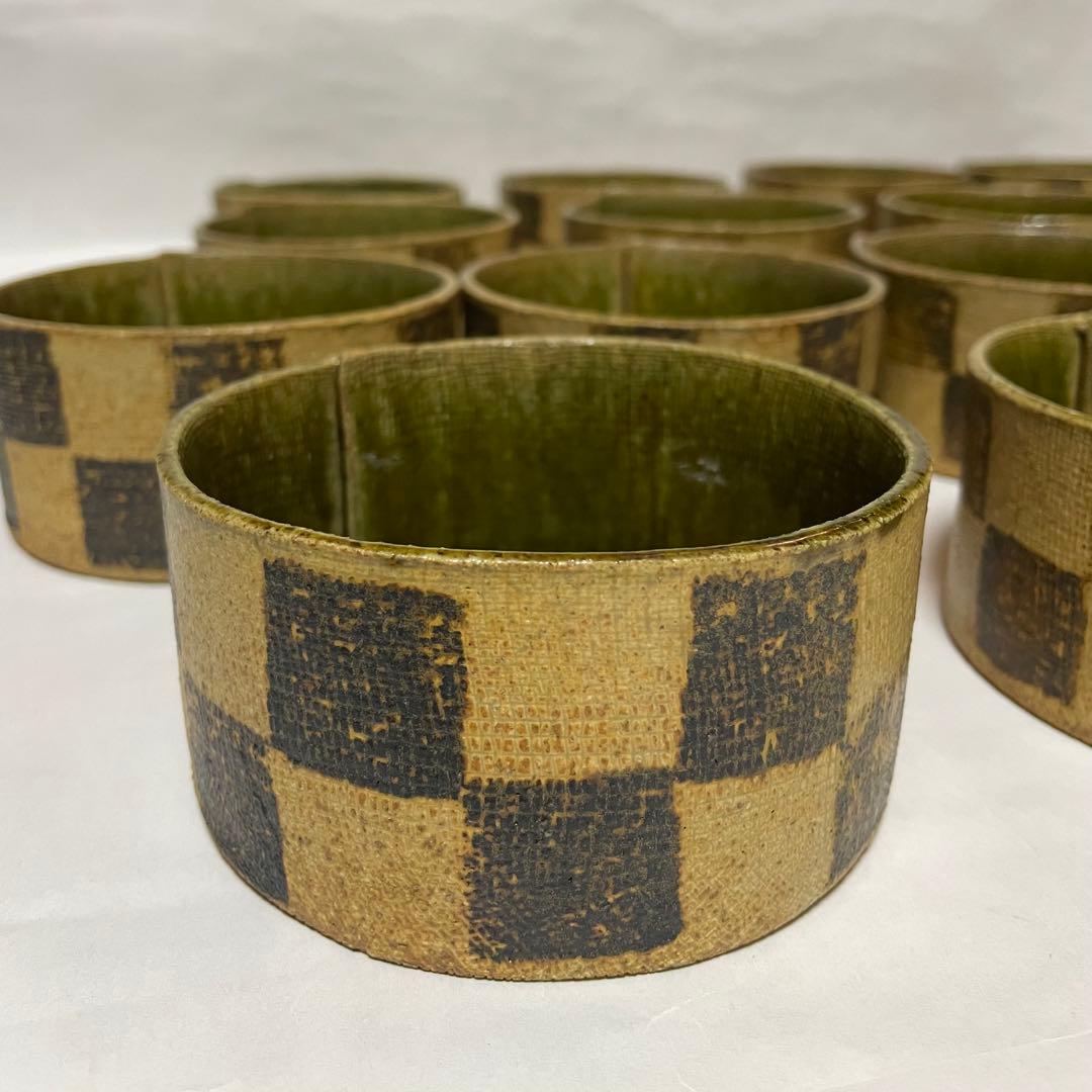 陶器　市松模様　和食器　16個セット