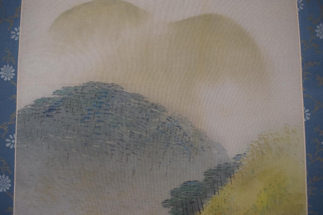 【真作】明藤竹汀/嵐峡図/山水図/春景嵐峡図/掛軸☆宝船☆Y-649　JM