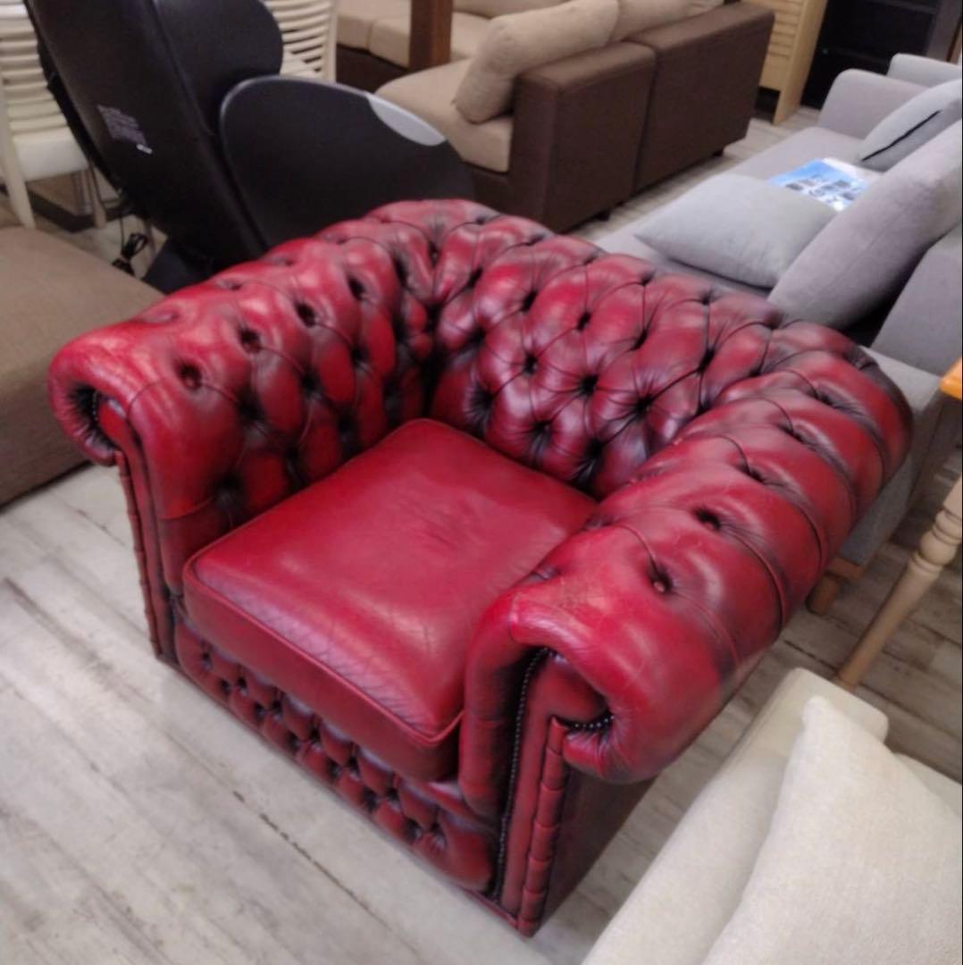 イギリスアンティーク　チェスターフィールド　1人掛けソファ