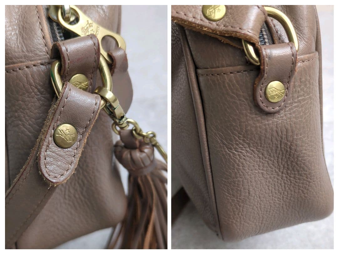 美品✨ イルビゾンテ 本革 ショルダーバッグ カメラバッグ デカロゴ フリンジ