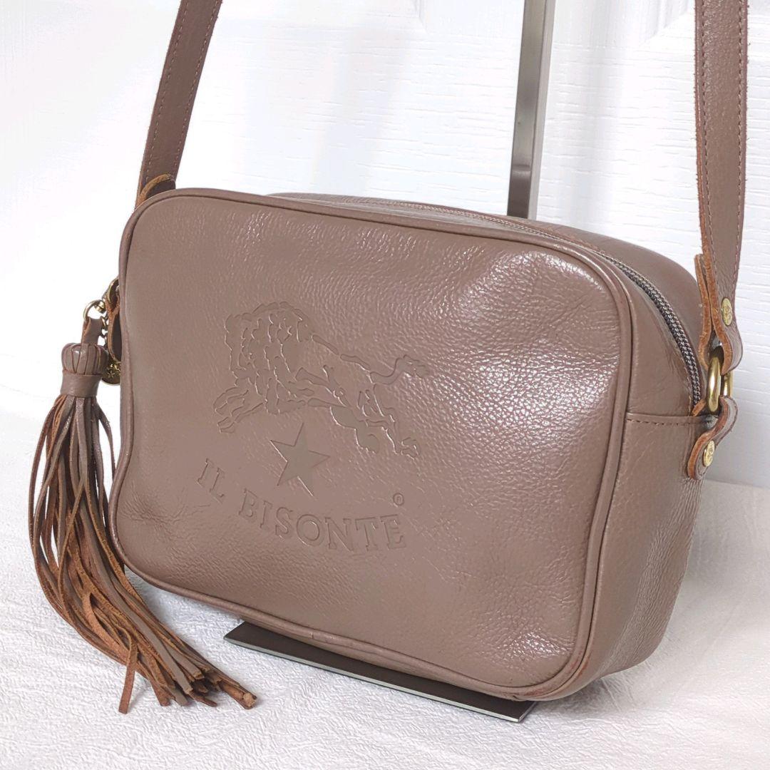 美品✨ イルビゾンテ 本革 ショルダーバッグ カメラバッグ デカロゴ フリンジ