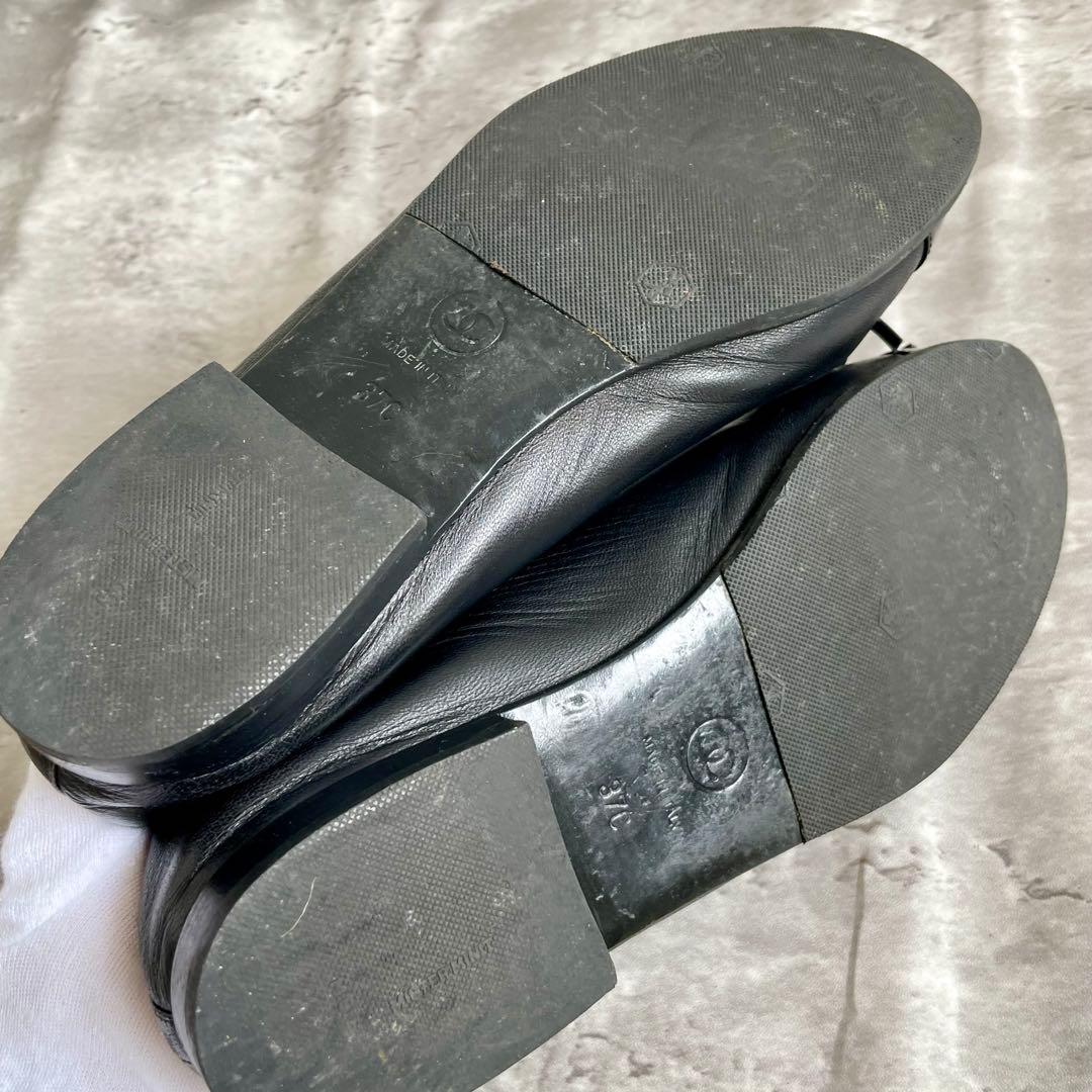 CHANEL バレエシューズ フラット リボン ココマーク 37 23.5