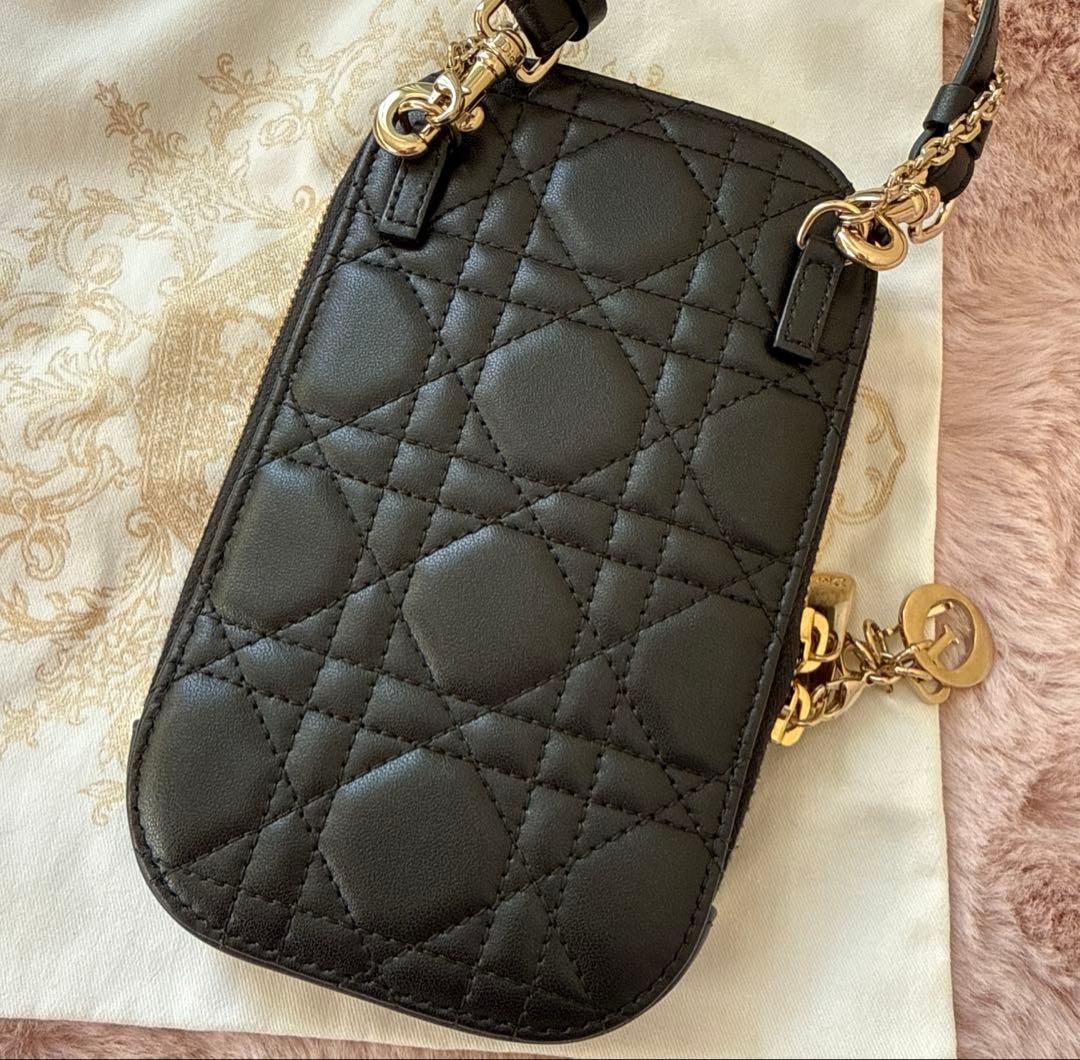 Ladydior フォンホルダー　カナージュラムスキン　保存袋付き