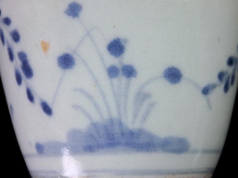 古伊万里　染付　藤の図　大振蕎麦猪口　江戸期　C038AS-CXa