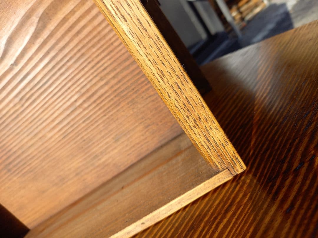 ジャパニーズ　ヴィンテージ　一枚板　天板　両側　引き出し　ローテーブル