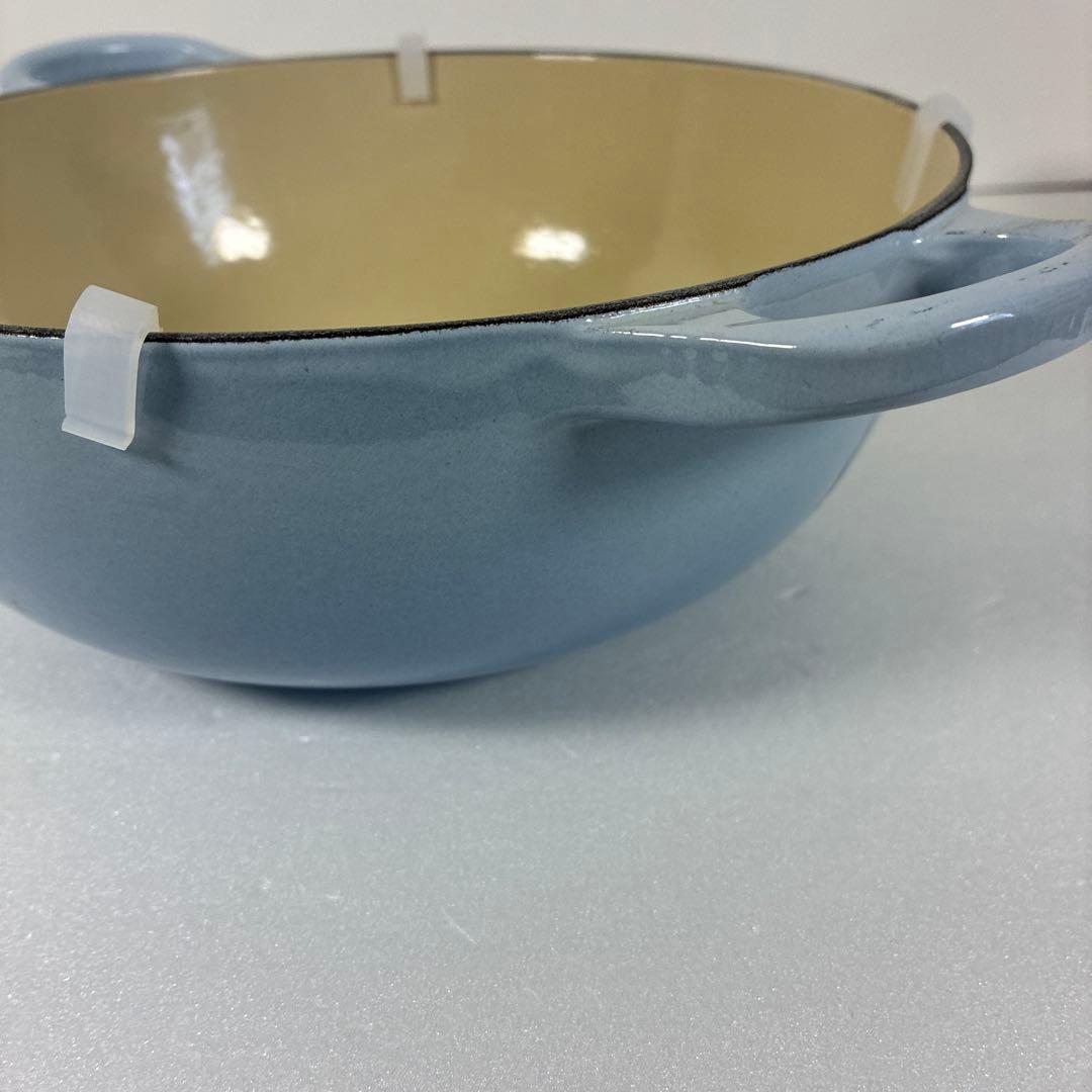 レア　LE CREUSET 鋳鉄製 両手鍋 22cm ブルー　中黒マルミット