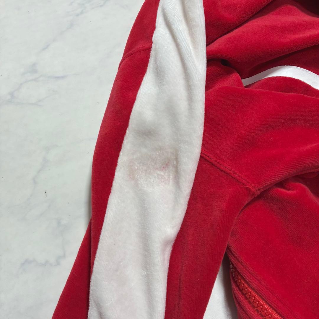 希少Lサイズ✨24カラッツ ベロア セットアップ デカロゴ ライン 赤 メンズ