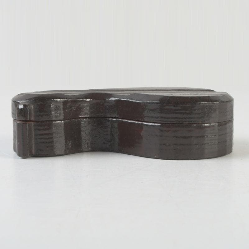 茶道具　黒塗　瓢箪形　香合　花押あり　時代箱　V　9880