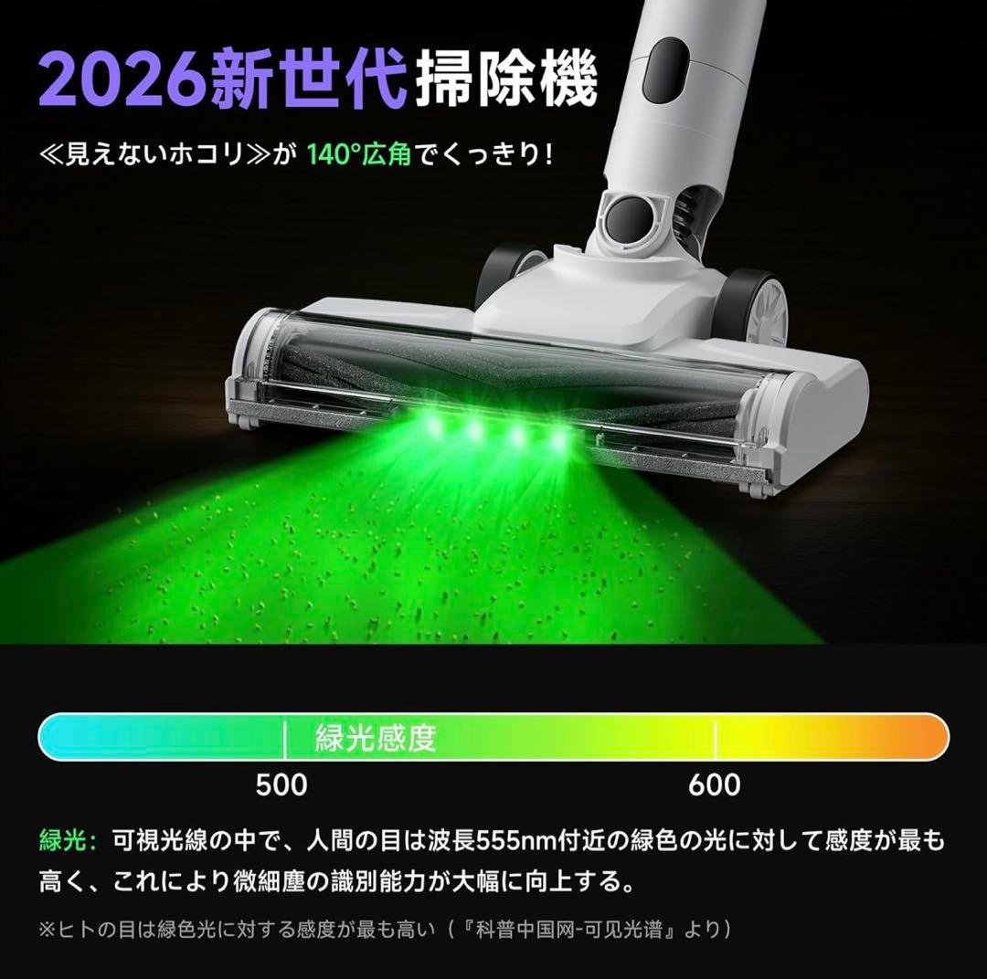 掃除機 コードレス 75kPa強力吸引 55分連続稼働 自立式 スタンド不要 白