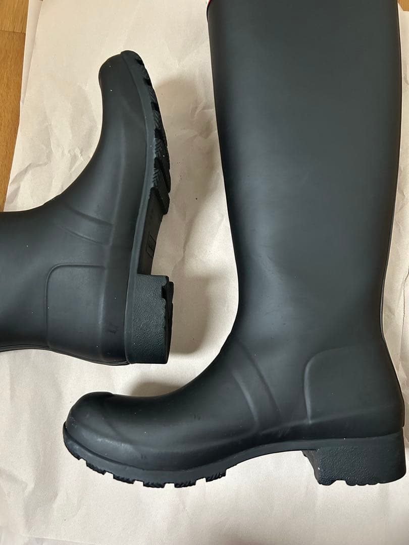 HUNTER ブラック ロングレインブーツ　US6 23cm 箱有り
