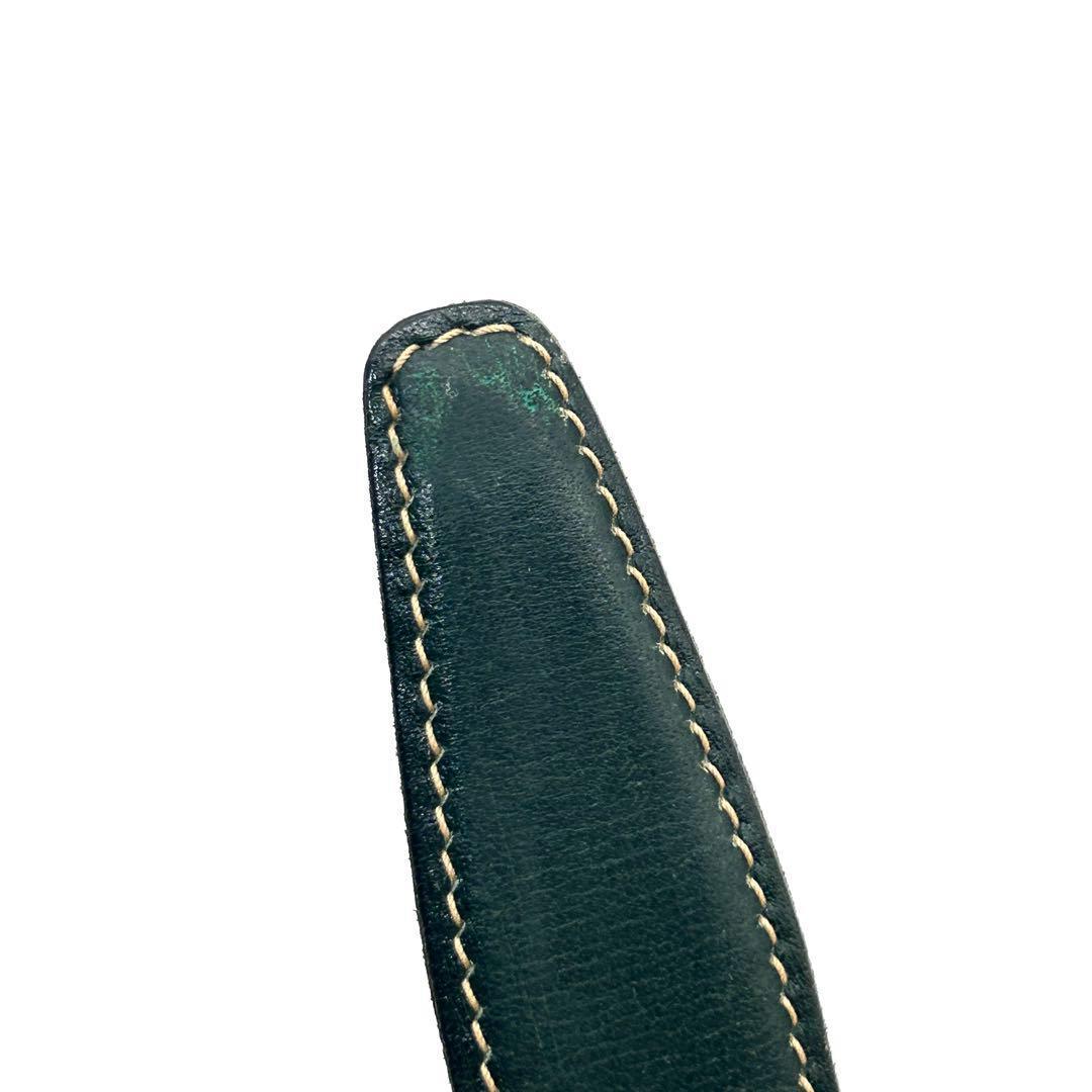 美品　セリーヌ　CELINE　ベルト　レザー　トリンオフ　ゴールドバックル　緑