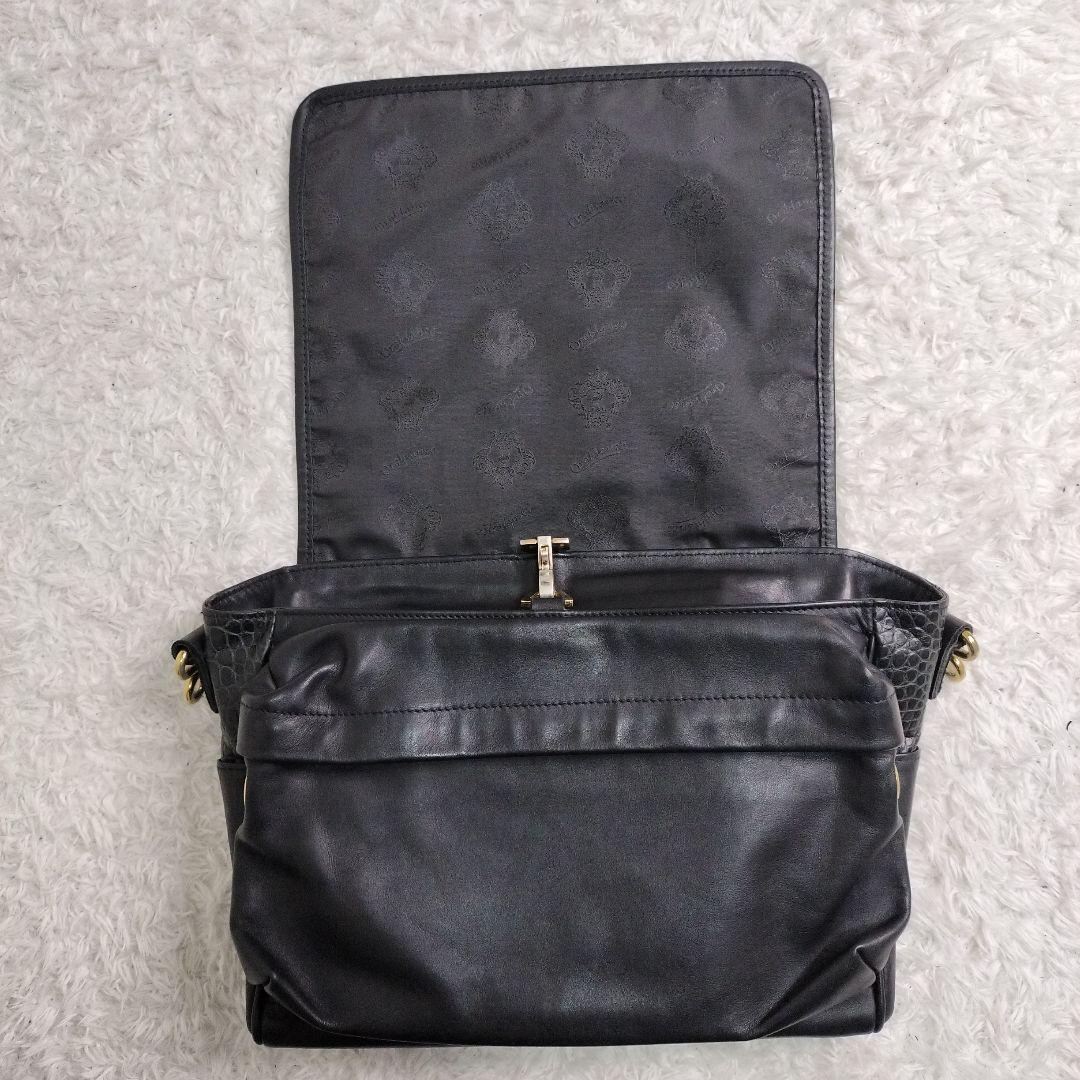 オロビアンコ クロコ型押し レザー ショルダーバッグ ブラック y2k 希少