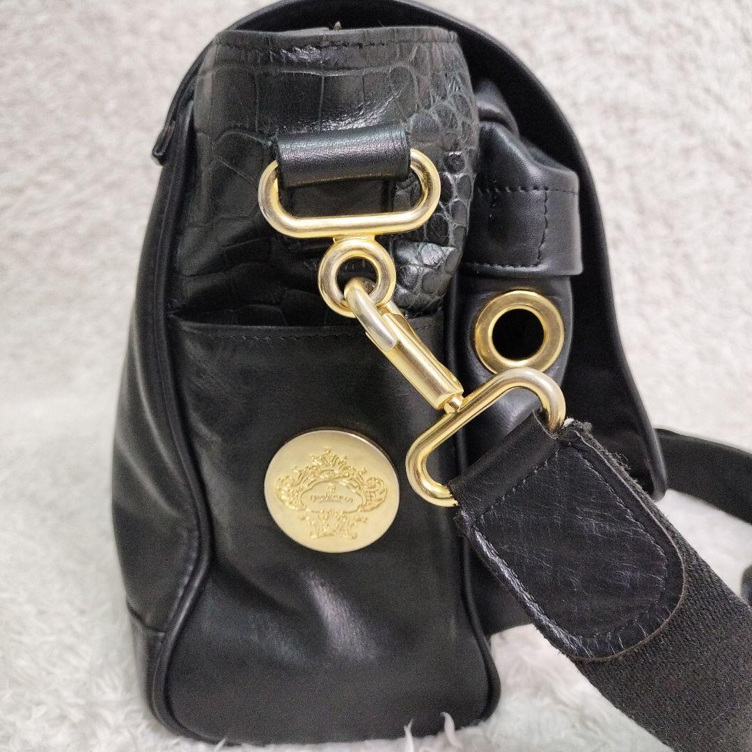 オロビアンコ クロコ型押し レザー ショルダーバッグ ブラック y2k 希少