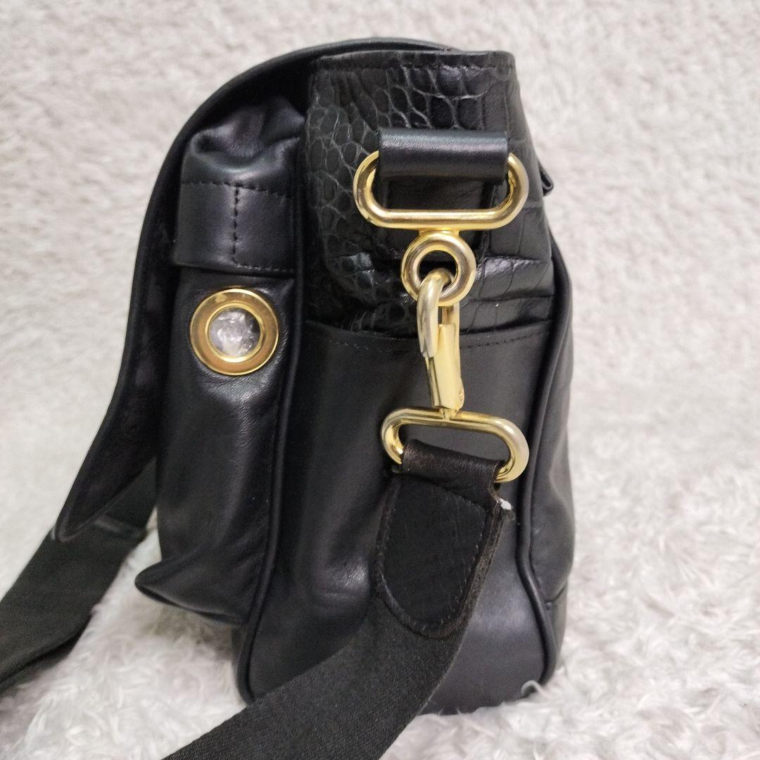 オロビアンコ クロコ型押し レザー ショルダーバッグ ブラック y2k 希少