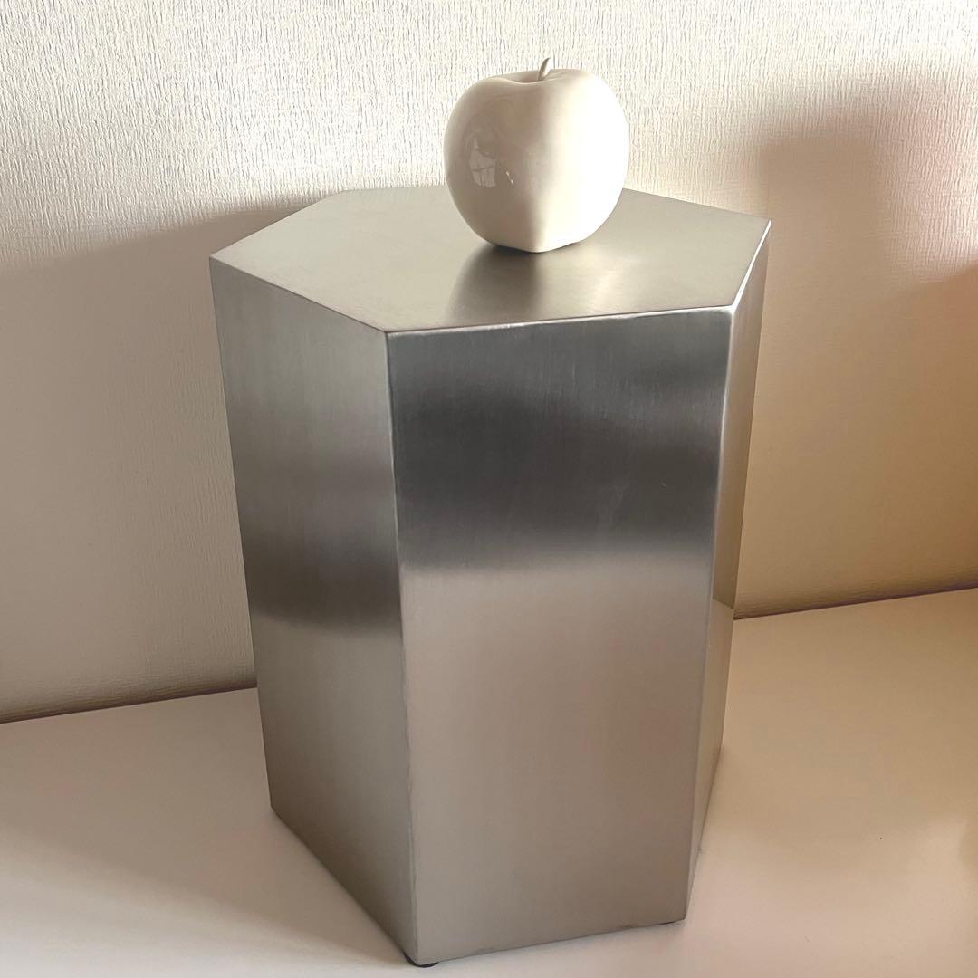 【新品】ステンレス製 スツール/サイドテーブル〈六角形〉