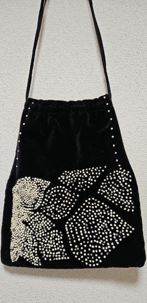 KHADI & CO ベロア刺繍バッグ/ロータス