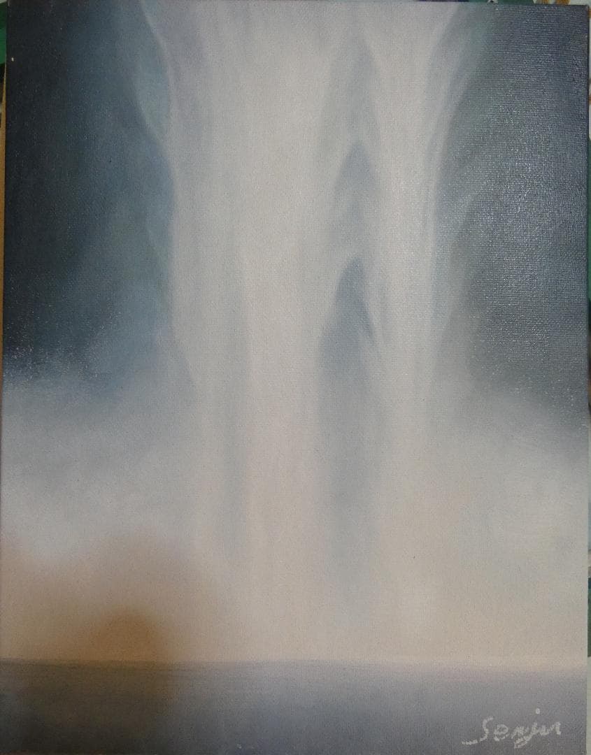 水心流弘道館林霊山 　千住博「風景」 サインF6サイズ額装済み 肉筆手描き