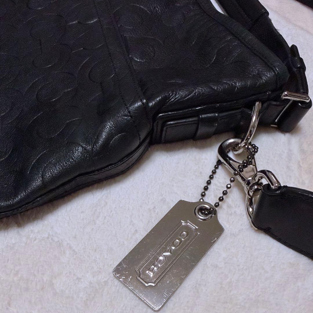 美品　COACH オプアート レザー ショルダーバッグ トートバッグ2way 黒