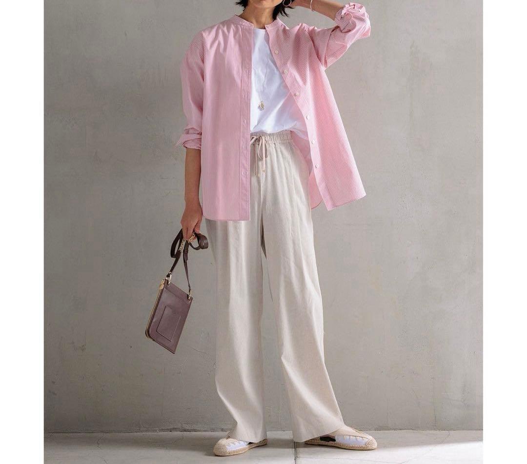 23区 CANCLINI バンドカラーシャツ 2024SS ピンク 新品　M