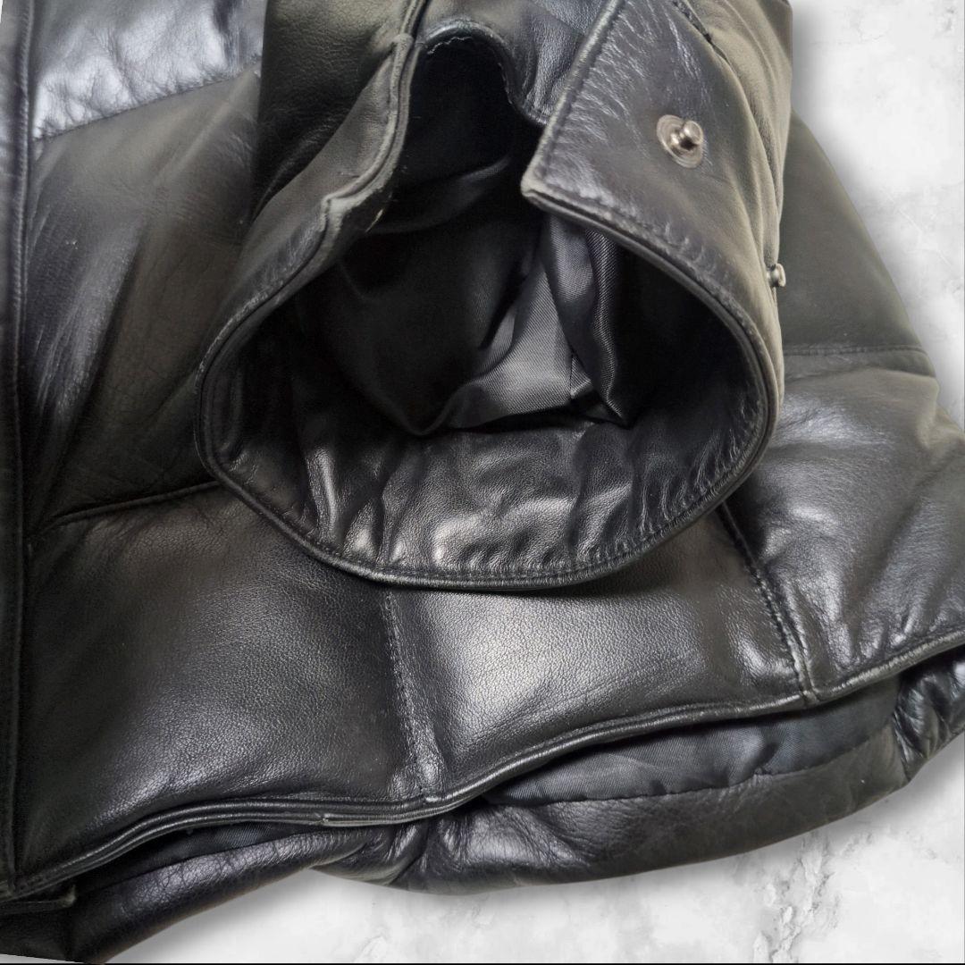 コムサデモードメン 馬革 ヌプシ 肉厚 ダウンジャケット 黒 ホースレザー