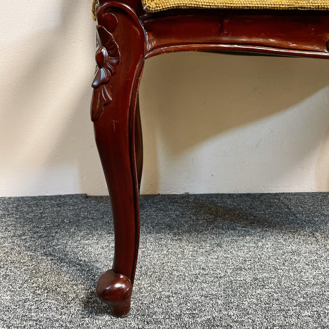 アンティーク調 彫刻 猫脚 ベンチ スツール クッション 椅子 ロココ調 豪華