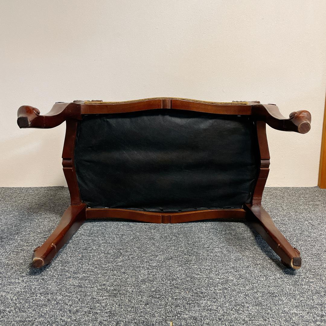 アンティーク調 彫刻 猫脚 ベンチ スツール クッション 椅子 ロココ調 豪華