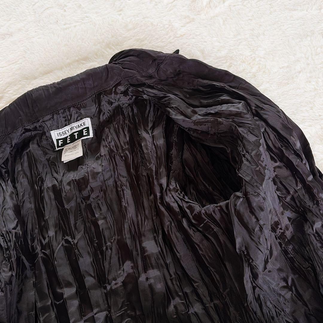 美品✨希少【ISSEY MIYAKE FETE】プリーツ長袖シャツ ブラック3