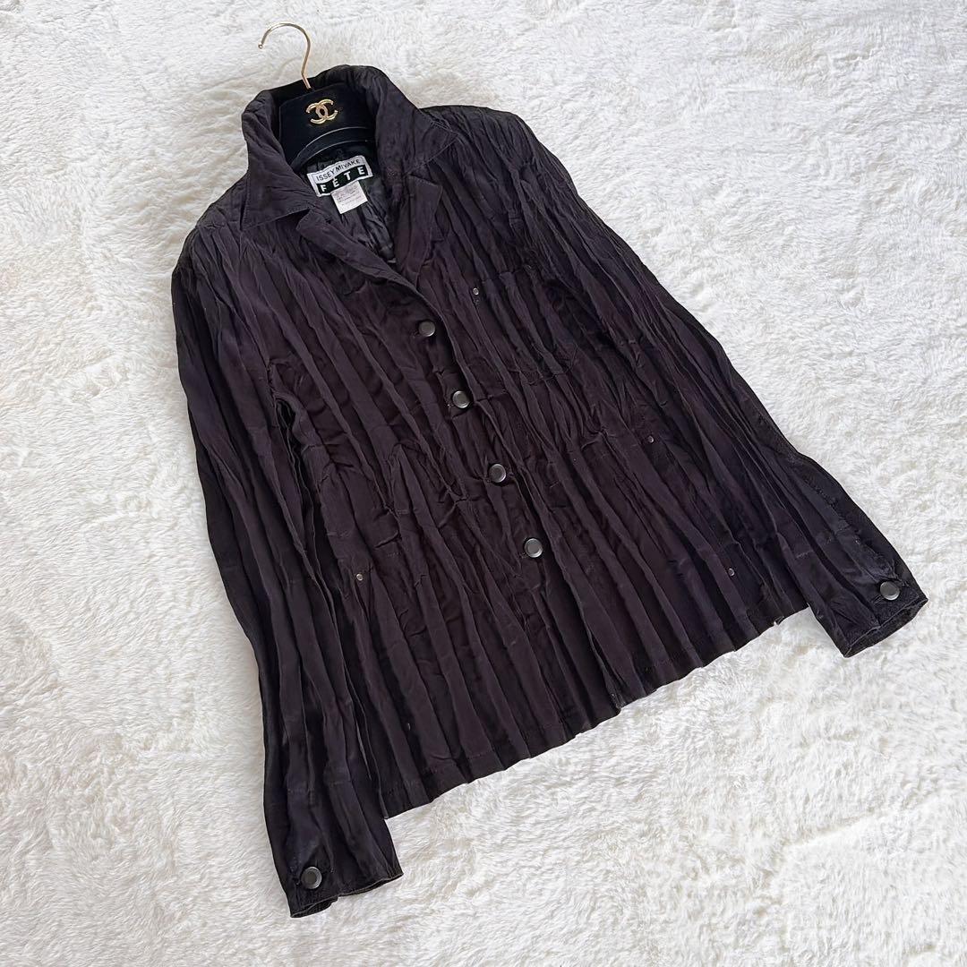 美品✨希少【ISSEY MIYAKE FETE】プリーツ長袖シャツ ブラック3