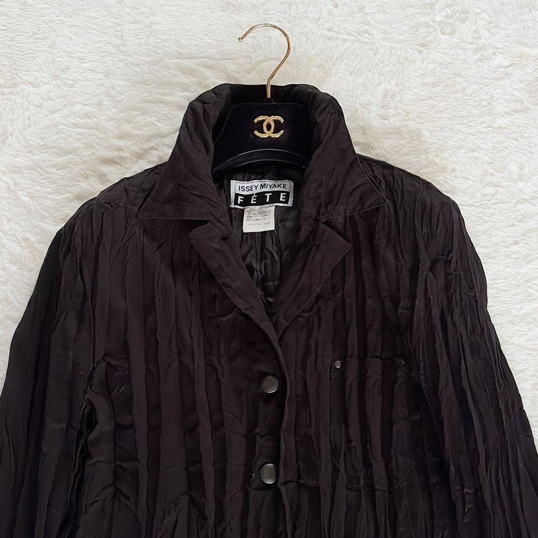 美品✨希少【ISSEY MIYAKE FETE】プリーツ長袖シャツ ブラック3