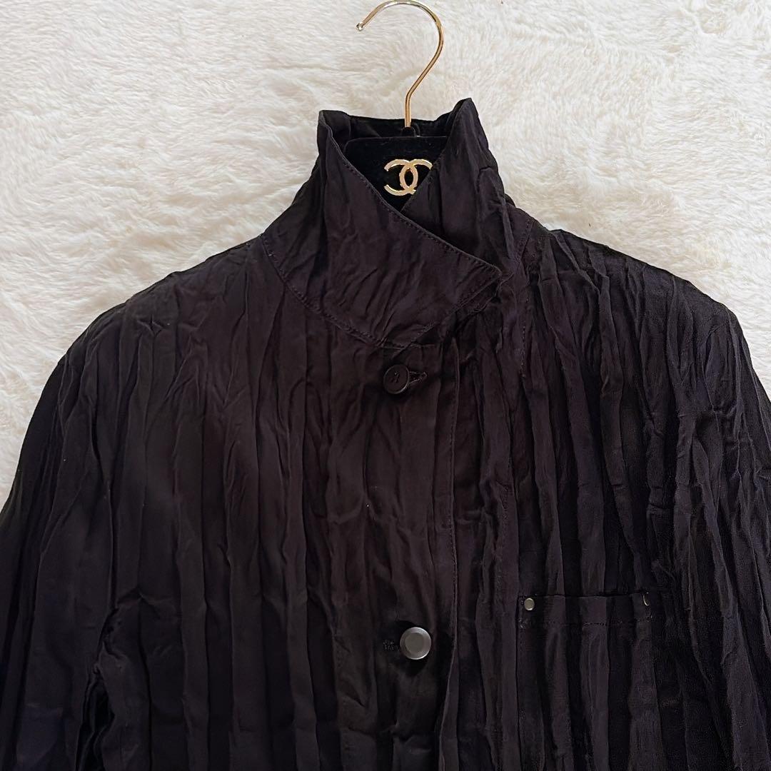 美品✨希少【ISSEY MIYAKE FETE】プリーツ長袖シャツ ブラック3