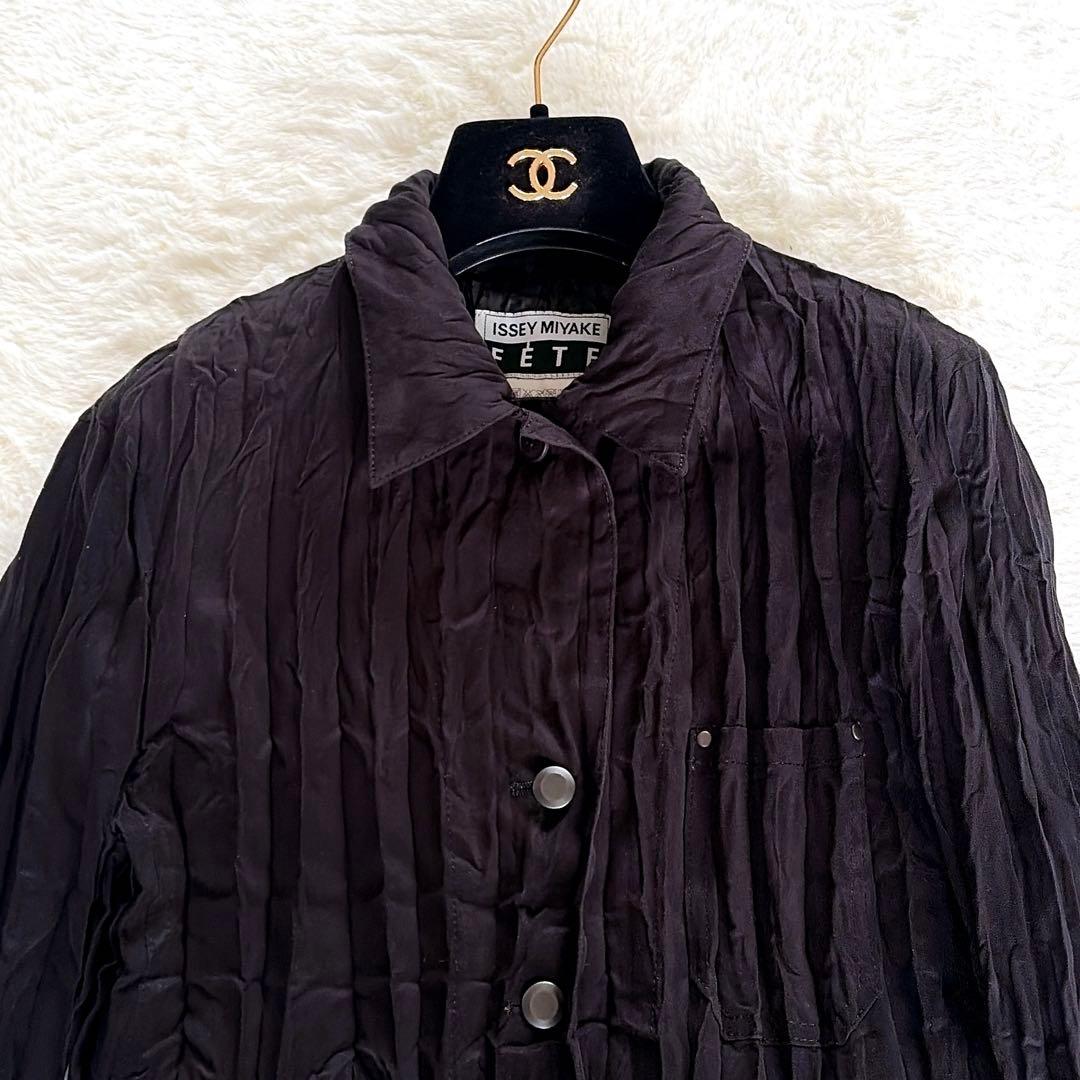 美品✨希少【ISSEY MIYAKE FETE】プリーツ長袖シャツ ブラック3