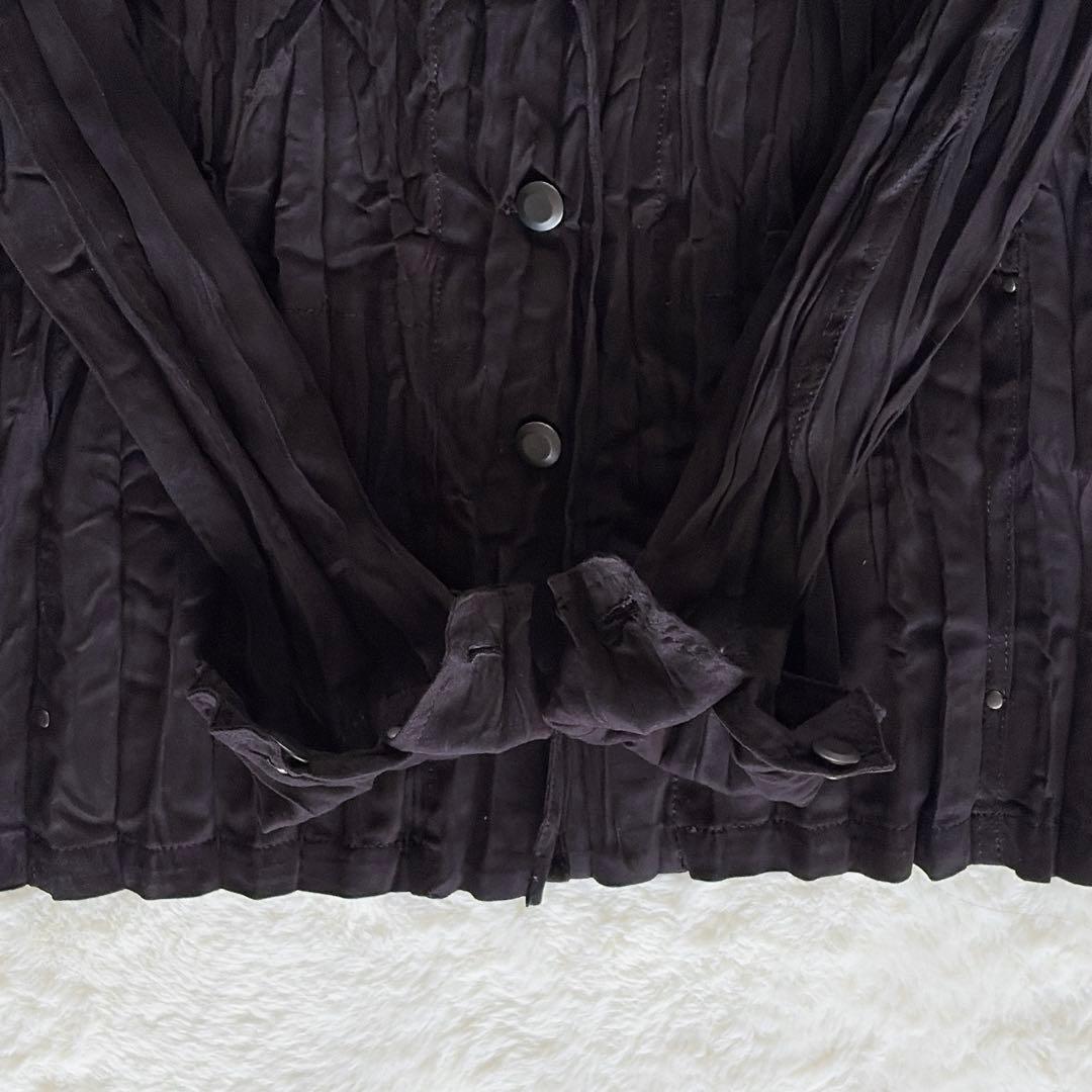 美品✨希少【ISSEY MIYAKE FETE】プリーツ長袖シャツ ブラック3