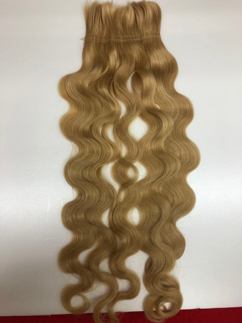 最高級人毛100%ブロンド ウェーブ ロングエクステンション