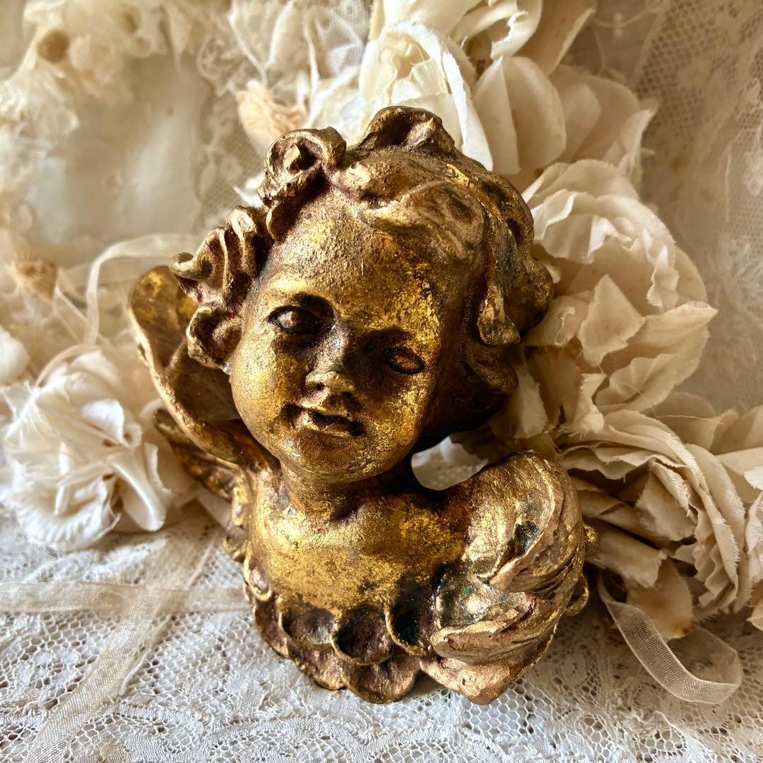 天使オブジェ　ウォールデコレーション　壁掛けオーナメント　フランスアンティーク