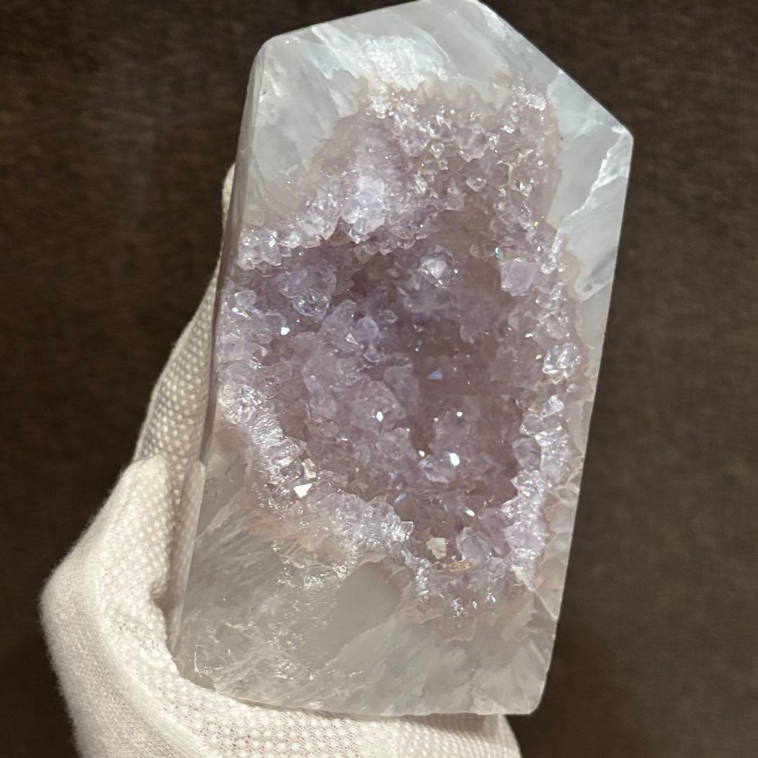 非常にレア！ アメジストジオード瑪瑙 大きいサイズ 673g ジオード