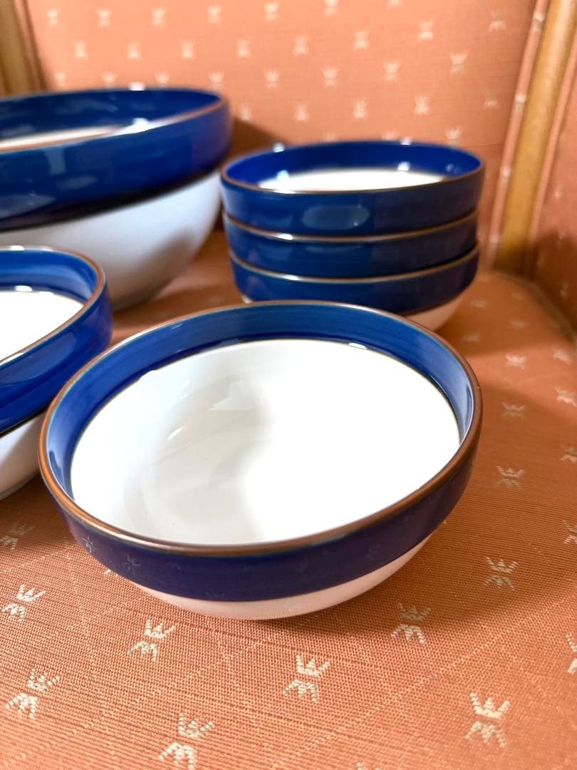 【未使用】日本製　波佐見焼　白山陶器　マルティブルー ボウル＆皿12個セット