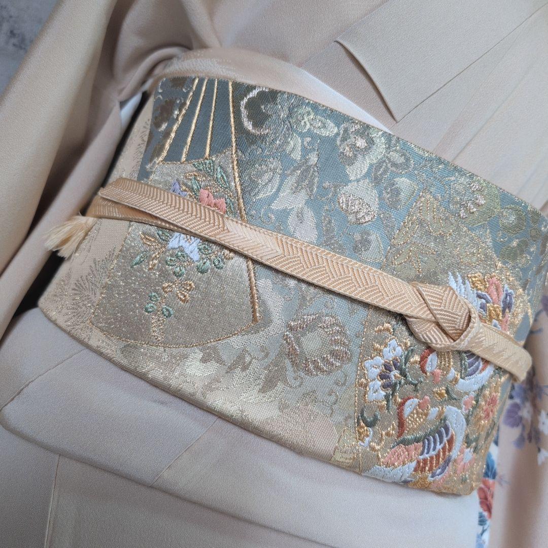 訪問着　フルセット　着物　正絹　花松梅　輝　金彩加工　華やか　友禅　祝い事　F4