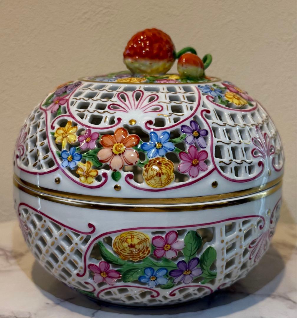 ヘレンド ファンタジー ボンボニエール 特大 透かしボンボン入れ 小物