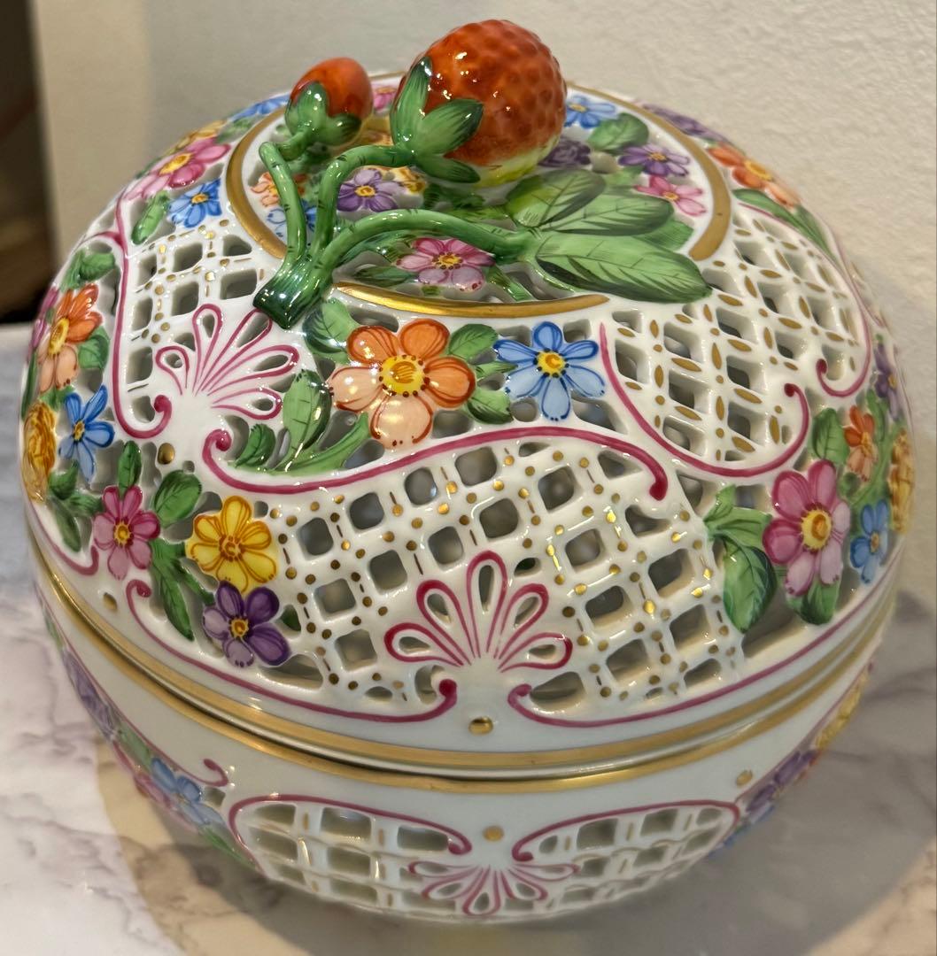 ヘレンド ファンタジー ボンボニエール 特大 透かしボンボン入れ 小物